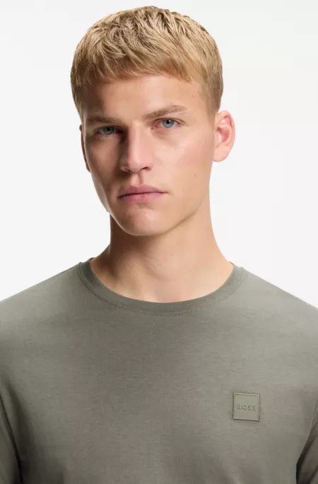 Cotton-jersey T-shirt with logo patch