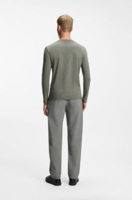 Long-sleeved T-shirt in cotton with logo patch, Grey