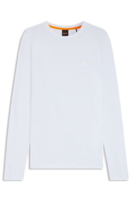 로고 패치 코튼 저지 티셔츠, 화이트