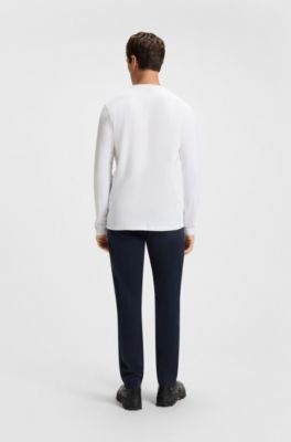 T-Shirt aus Baumwoll-Jersey mit Logo-Aufn&auml;her, Wei&szlig;