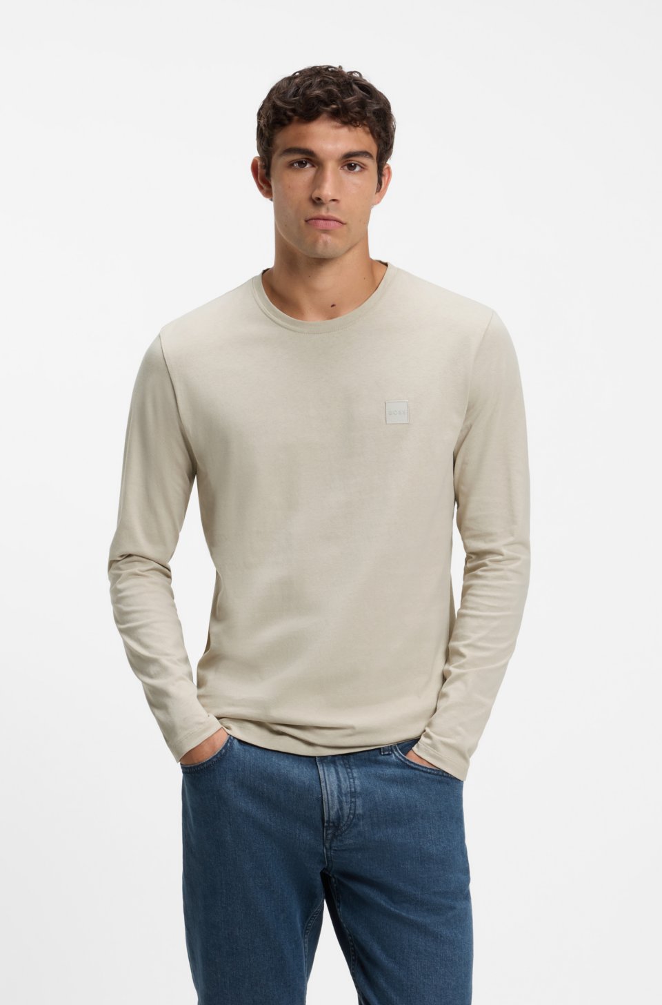 Long-sleeved T-shirt in cotton with logo patch