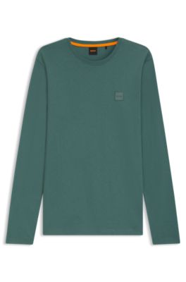 Cotton-jersey T-shirt with logo patch, Green