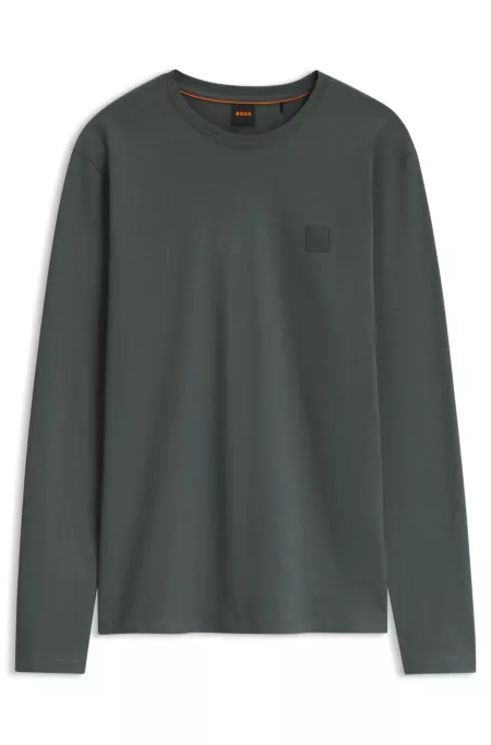 T-shirt à manches longues en coton avec écusson à logo