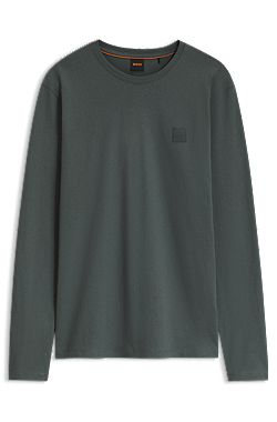Long-sleeved T-shirt in cotton with logo patch