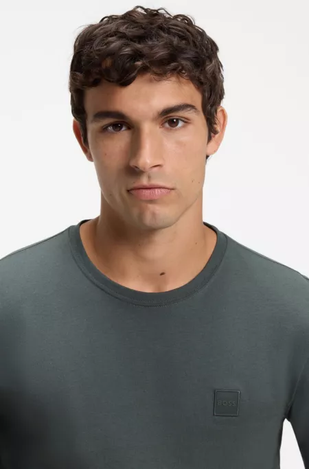 Long-sleeved T-shirt in cotton with logo patch
