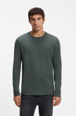 Longsleeve aus Baumwolle mit Logo-Patch, Dunkelgrau