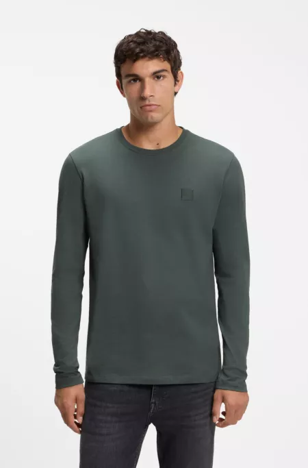 Long-sleeved T-shirt in cotton with logo patch