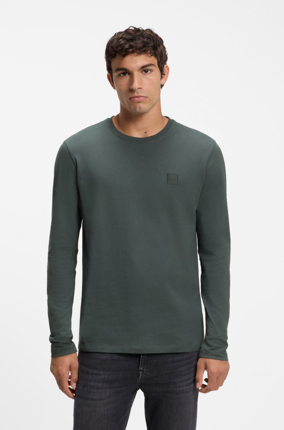 Long-sleeved T-shirt in cotton with logo patch