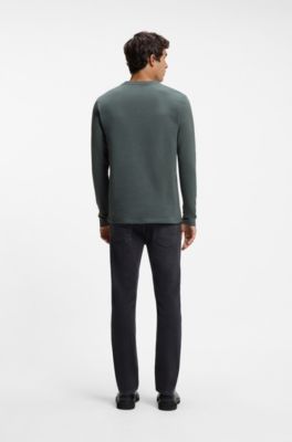 Long-sleeved T-shirt in cotton with logo patch, Dark Grey