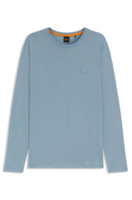 Cotton-jersey T-shirt with logo patch, Light Blue