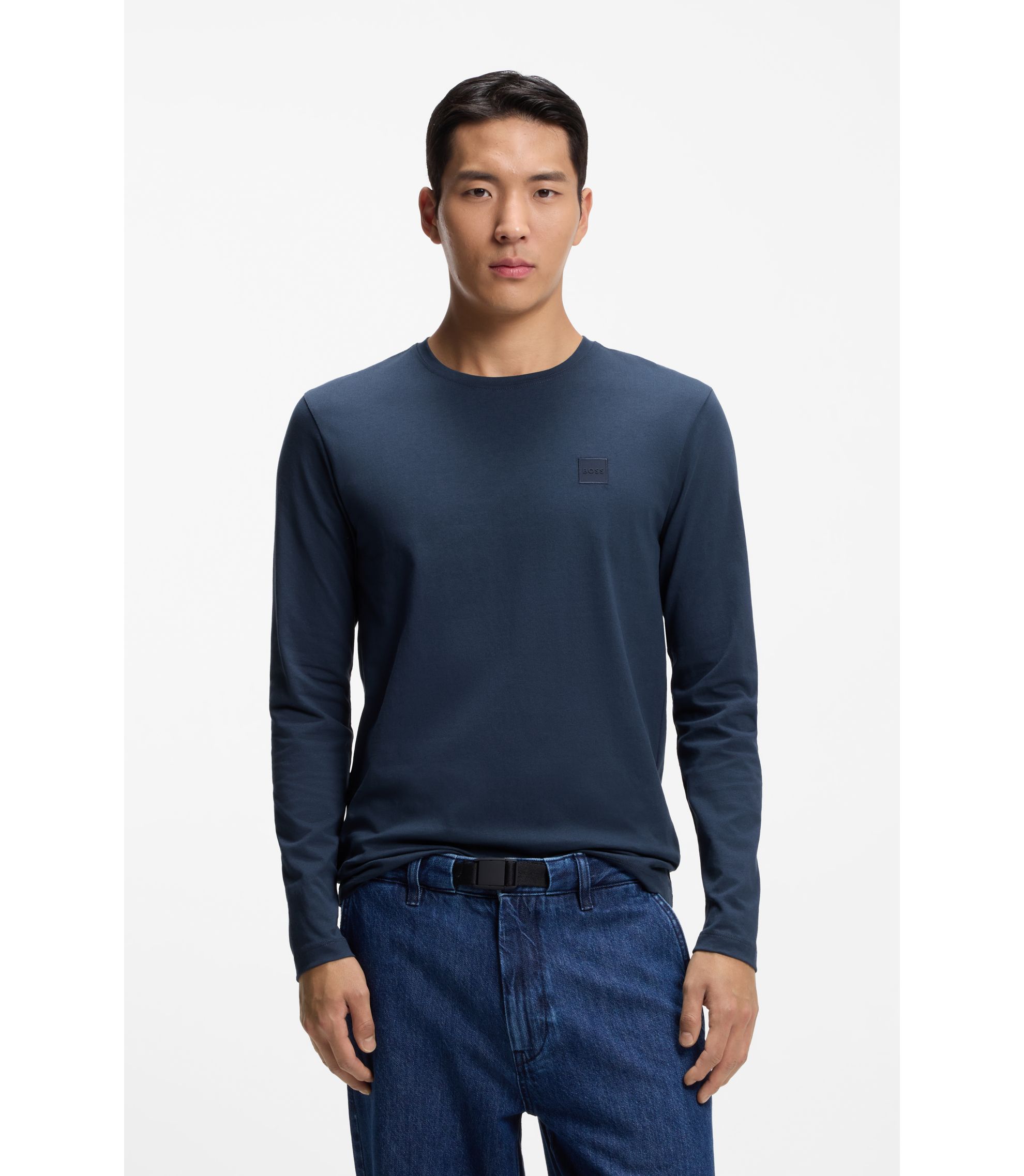 T-Shirt aus Baumwoll-Jersey mit Logo-Aufnäher