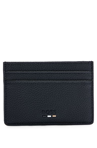 Faux-leather card holder with money clip, Black