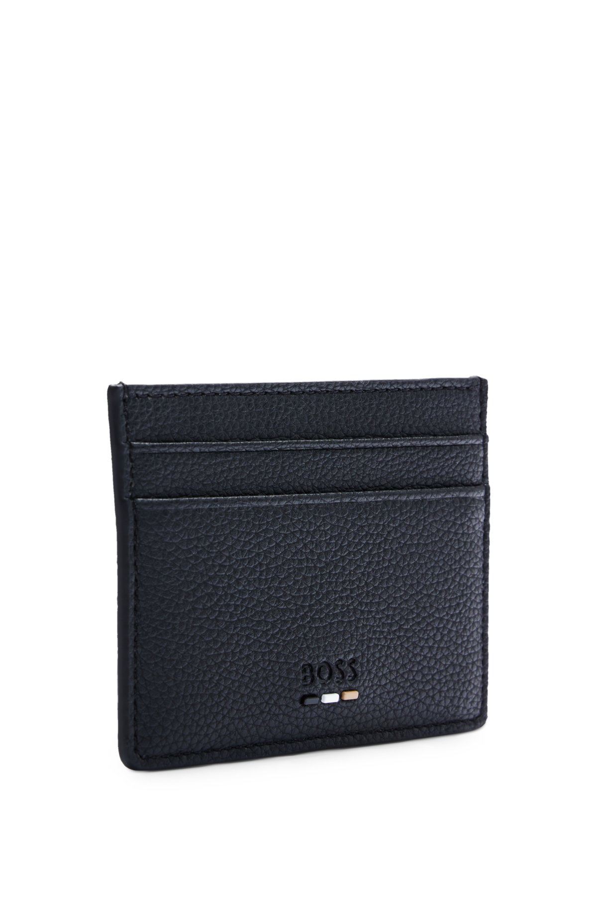 Faux-leather card holder with money clip, Black