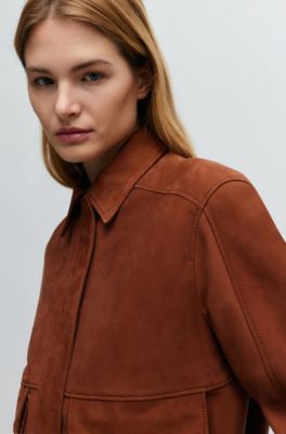 BOSS - Regular-Fit Jacke aus Nubukleder