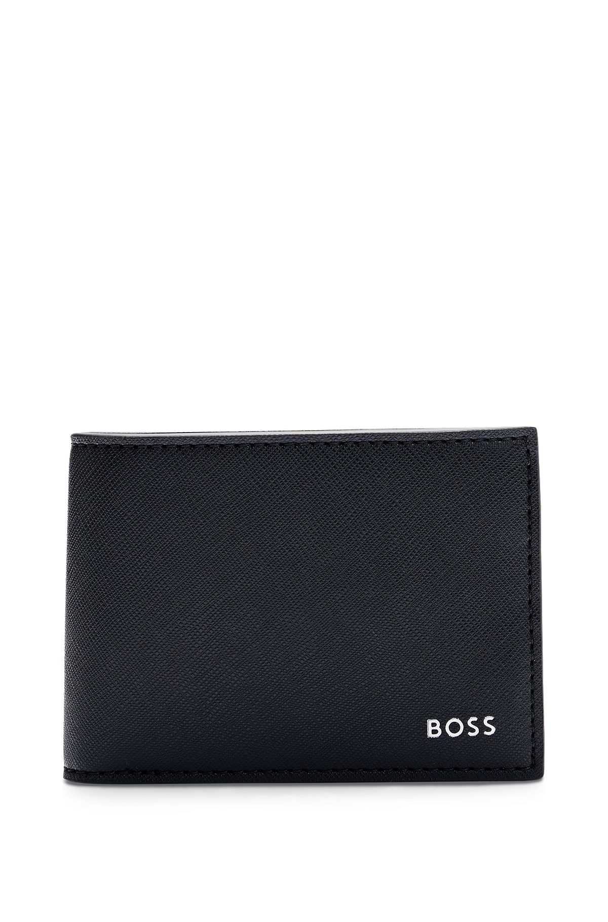 Structured folding wallet with logo, Black