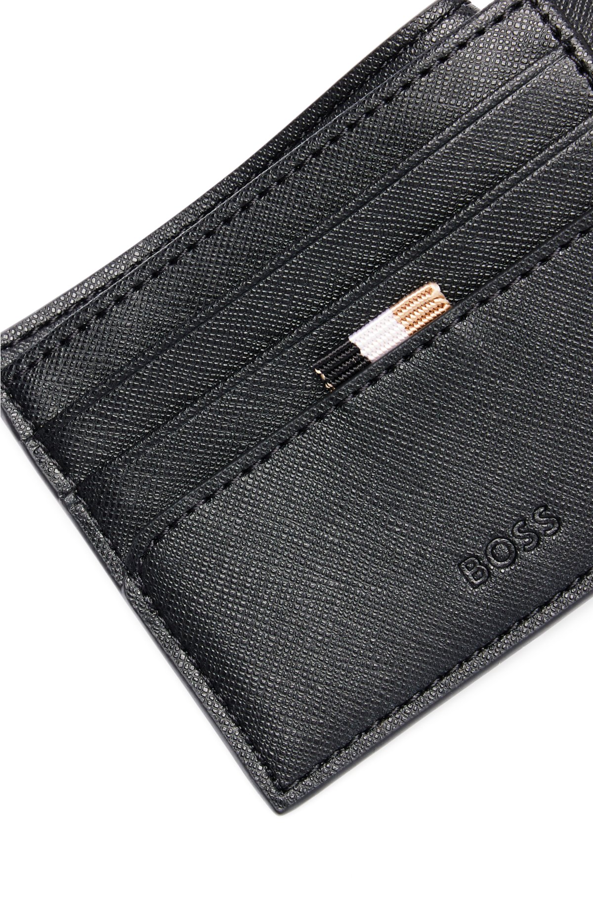 Structured folding wallet with logo, Black