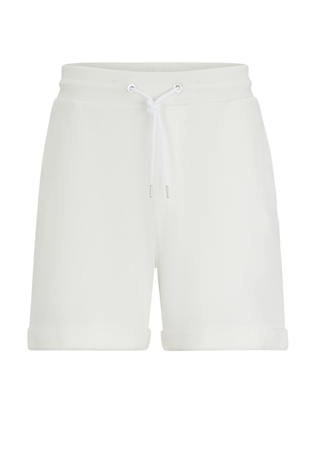 Oversized-fit shorts with silver-tone trims, White
