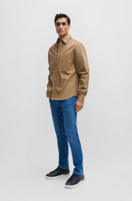 BOSS Leather hightop trainers with signaturestripe sole