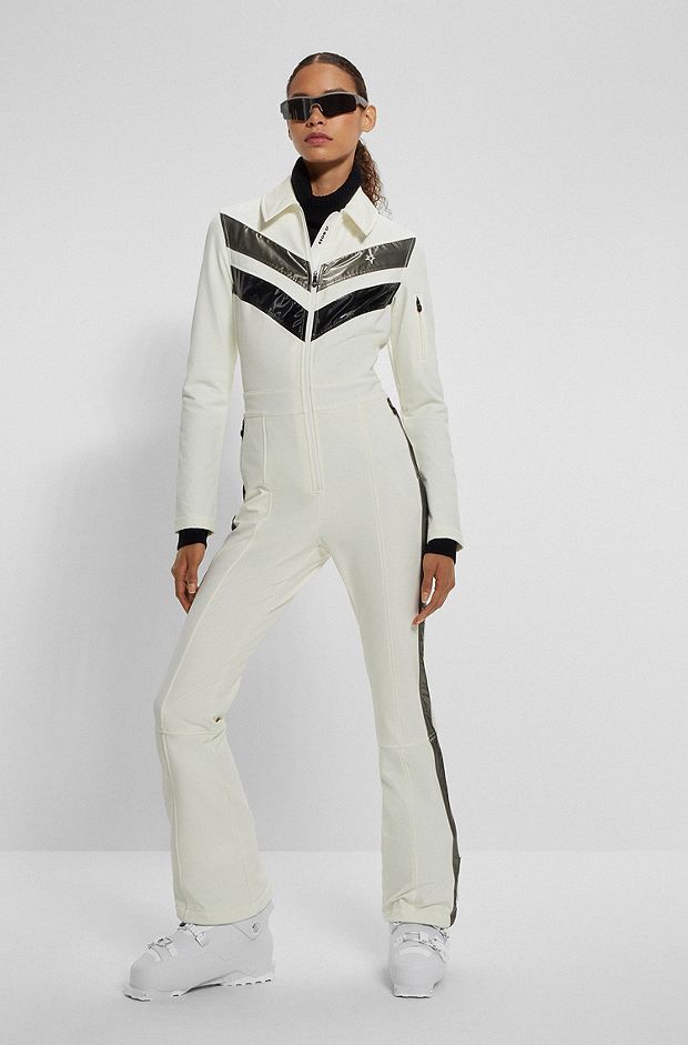 BOSS x Perfect Moment branded ski suit with stripes, White