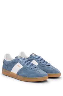 BOSS - Suede-leather lace-up trainers with branding