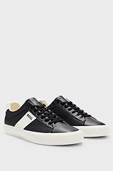 Cupsole trainers with contrast band, Black