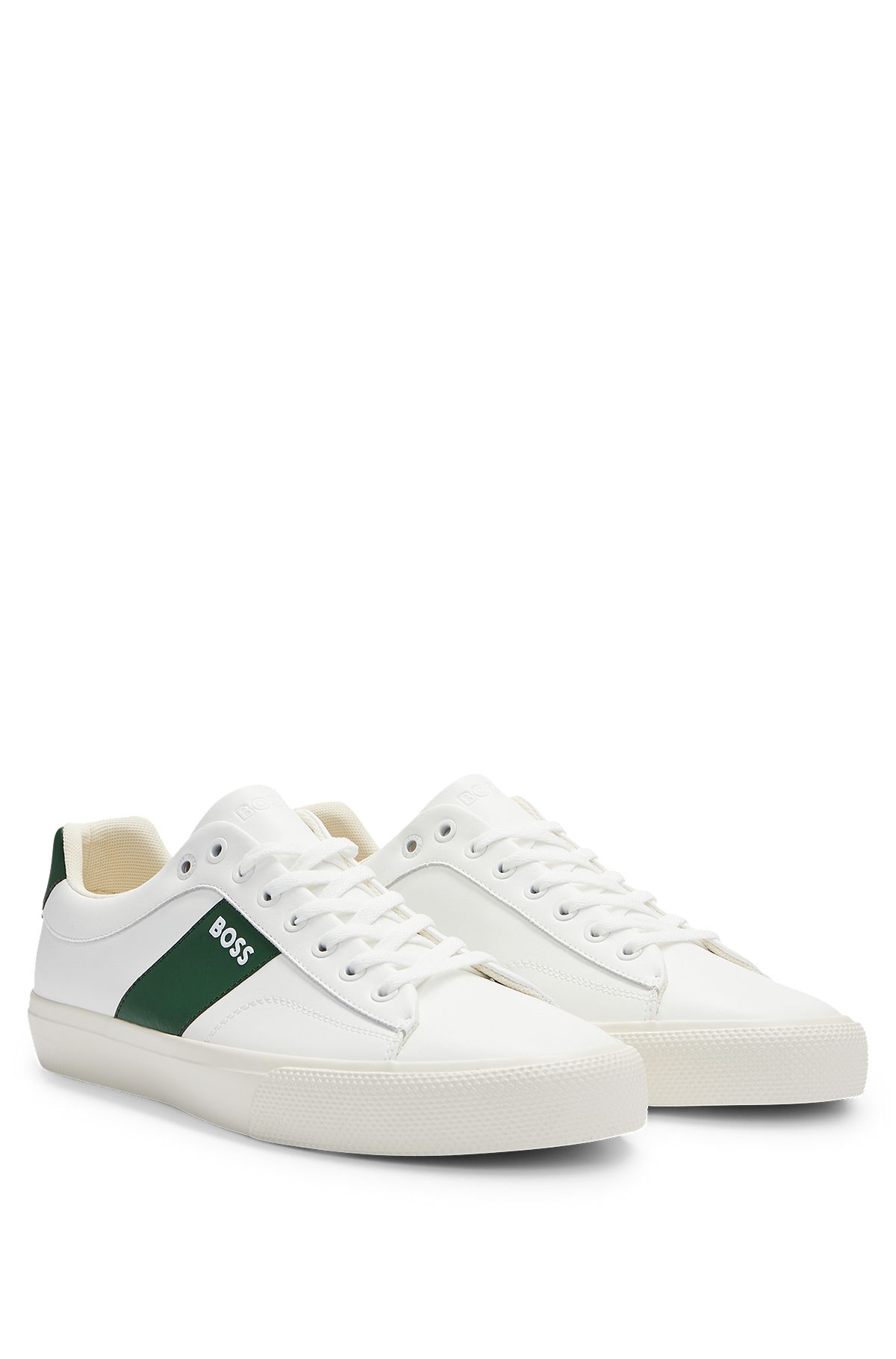 Cupsole trainers with contrast band, White