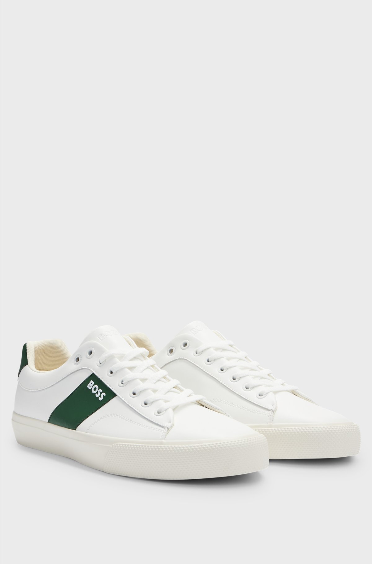 Cupsole trainers with contrast band, White