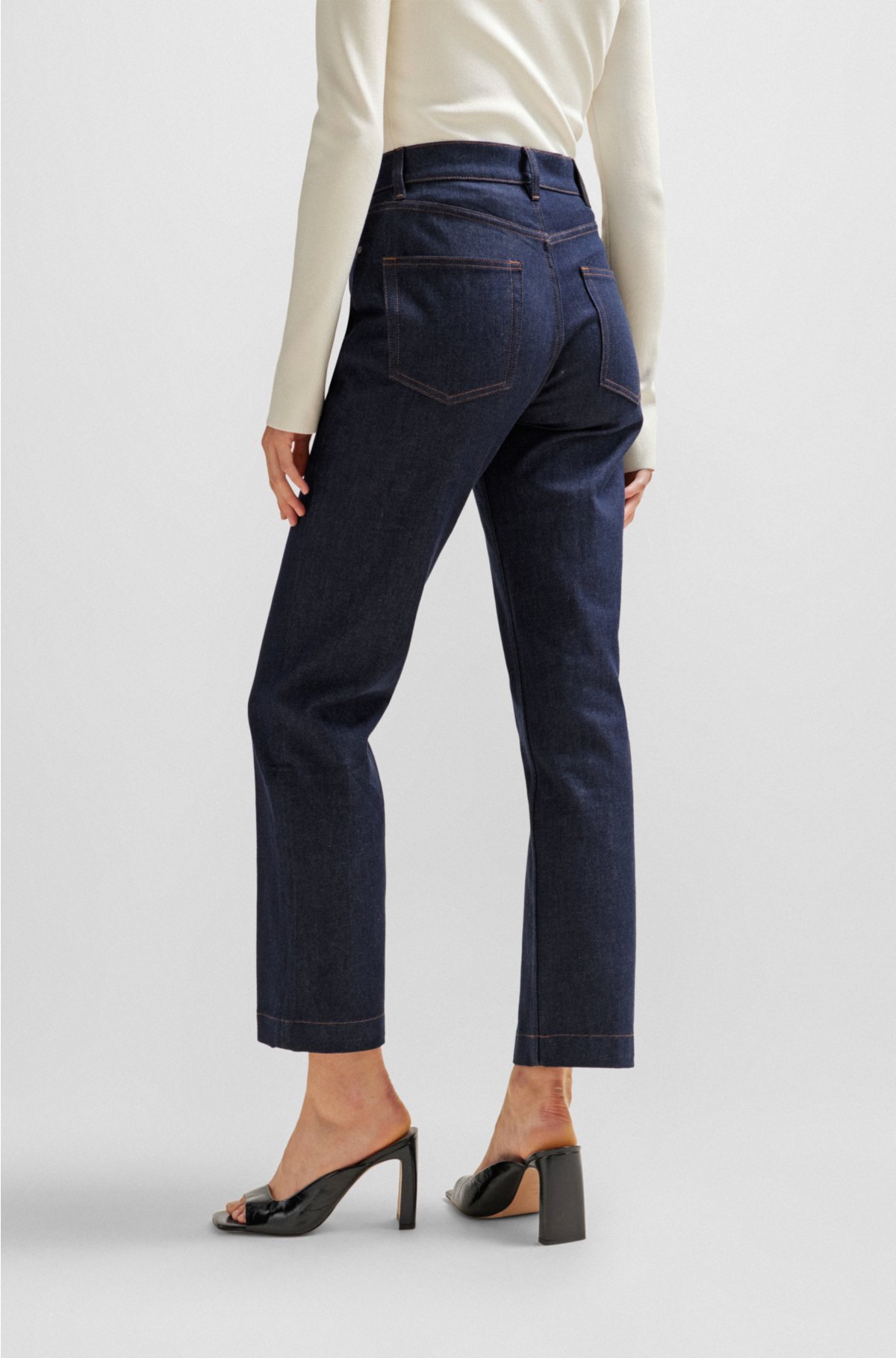 High-waisted jeans in blue super-stretch denim