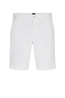 Hugo Boss Slim-fit Shorts In Stretch-cotton Twill In White