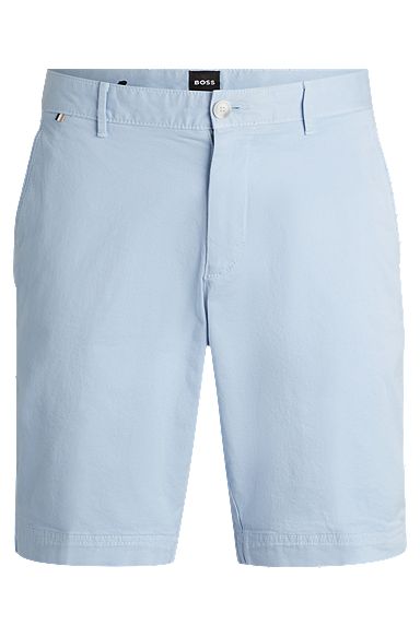 Slim-fit shorts in stretch-cotton twill, Light Blue