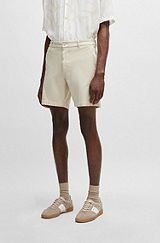 Regular-fit regular-rise shorts in stretch cotton, Natural