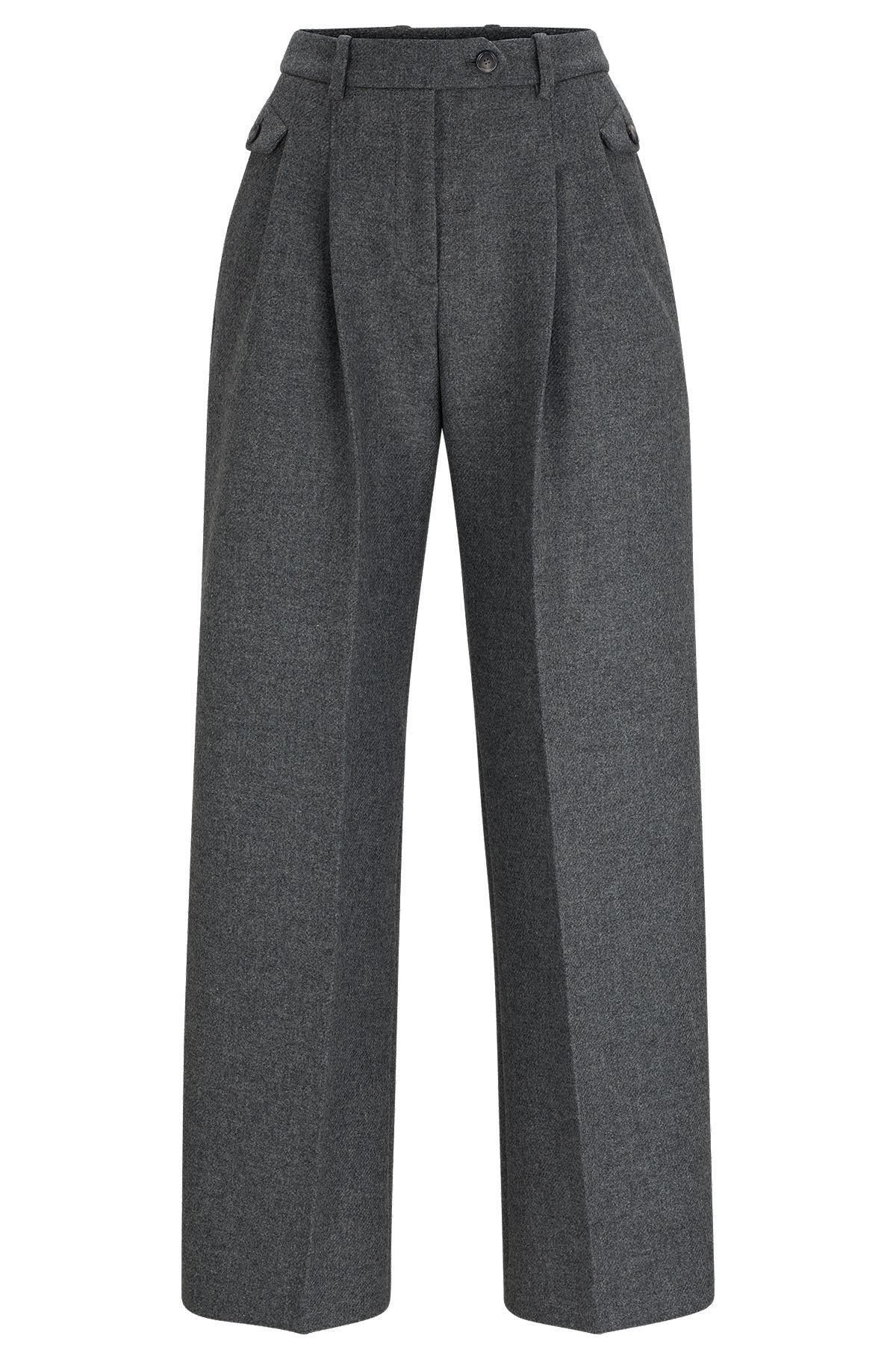 Relaxed-Fit-Hose aus meliertem Woll-Mix, Silber