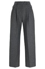 Pantalones relaxed fit de mezcla de lana jaspeada, Plata