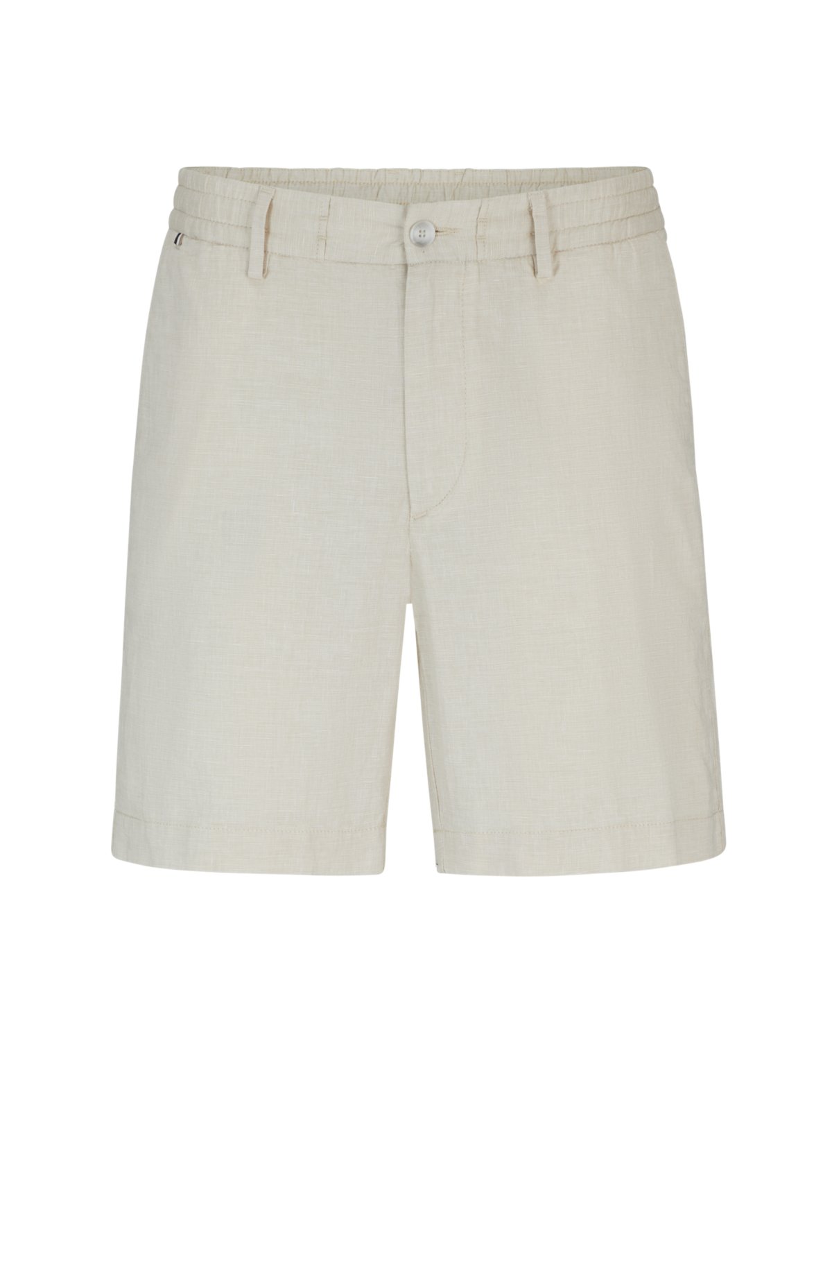 Regular-fit shorts in stretch-cotton with linen, Light Beige