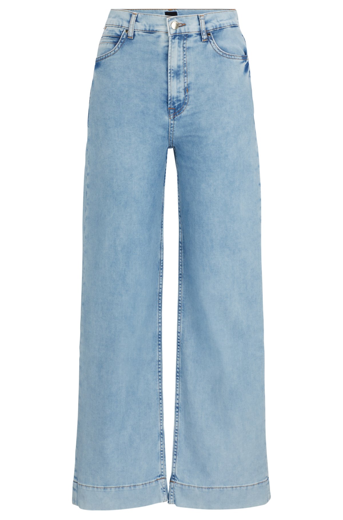 Regular-fit jeans met hoge taille van blauw denim, Turkoois