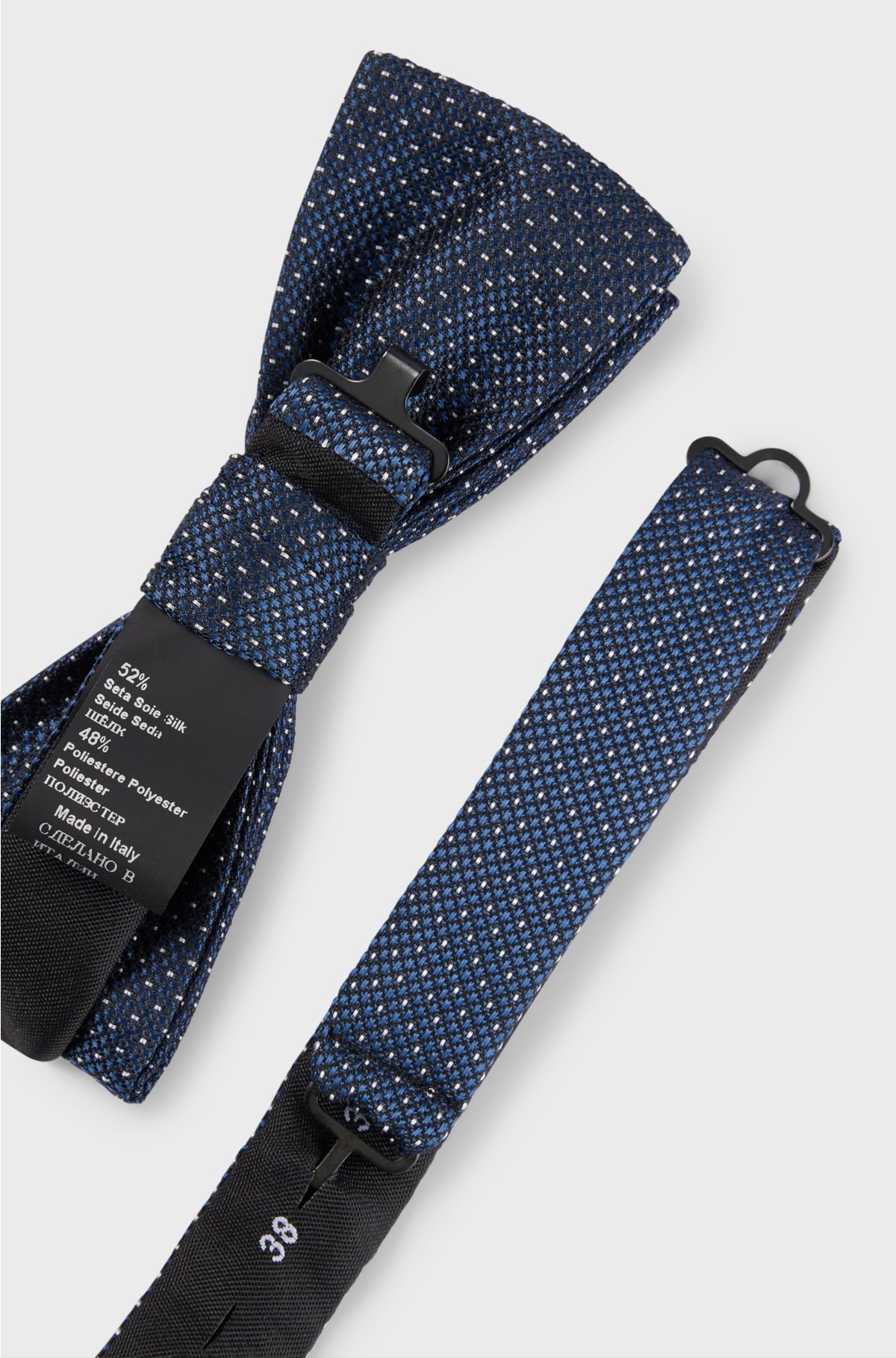 Silk-blend tie and pocket square set, Dark Blue