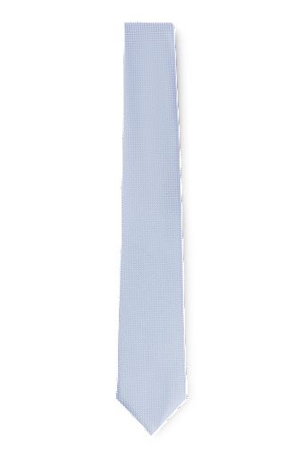 Silk-blend tie with all-over jacquard pattern, Light Blue