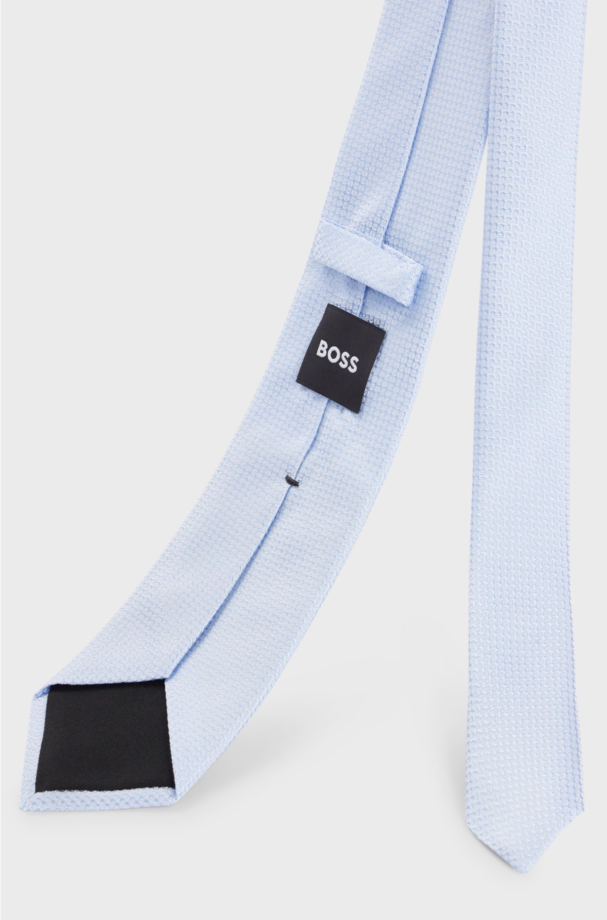 Silk-blend tie with all-over jacquard pattern, Light Blue