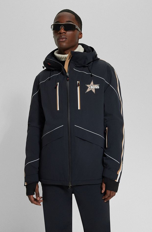 BOSS x Perfect Moment donzen ski-jas met capuchon en speciaal merkaccent, Zwart