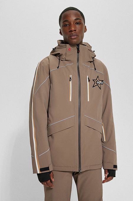 BOSS x Perfect Moment лыжная пуховая куртка с капюшоном и специальным логотипом, Коричневый