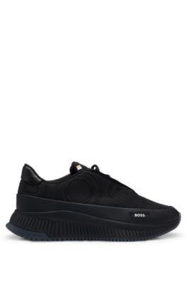 BOSS - TTNM EVO Sneakers aus gummiertem Kunstleder mit Logo-Stickerei