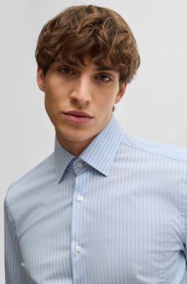 BOSS Slimfit shirt in striped easyiron stretch cotton