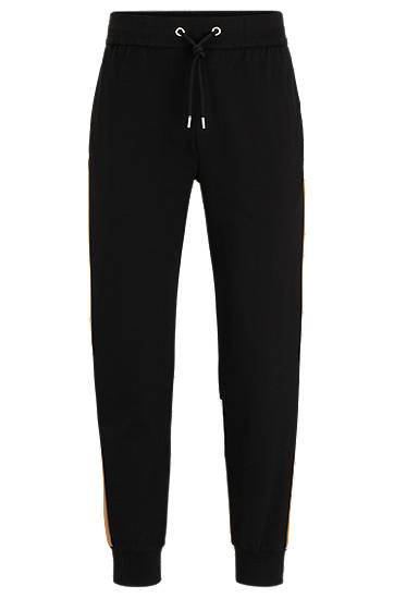Cotton-blend tracksuit bottoms with colour-blocking, Hugo boss