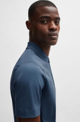 BOSS - Zip-neck polo shirt in stretch cotton