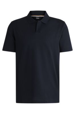 Boss johnny collar polo shirt in mixed structure cotton