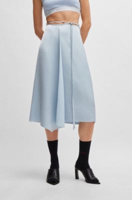 HUGO - タイウエスト ニーレングス ラップスカート サテン 