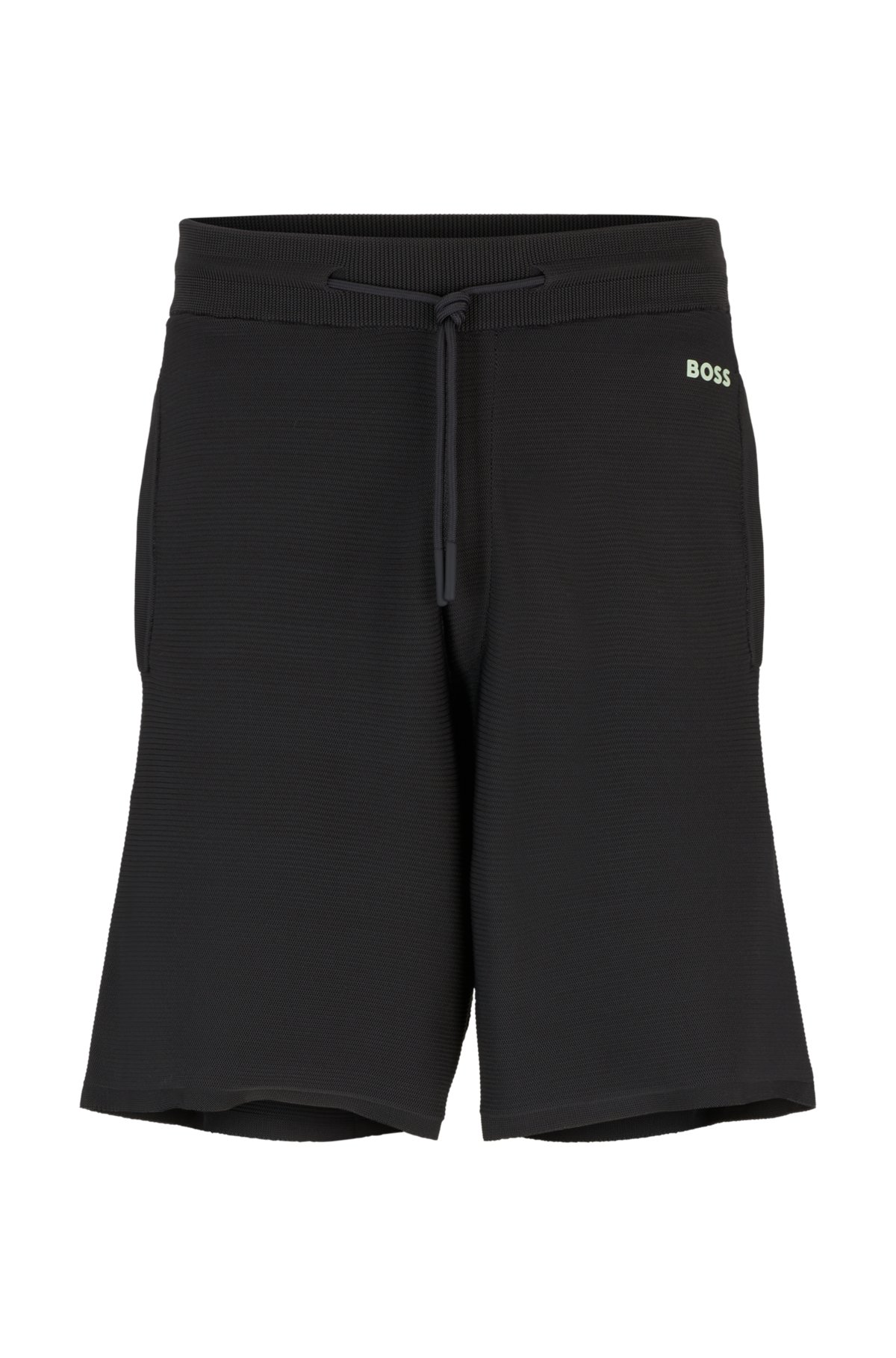 Regular-fit shorts in stretch fabric with logo detail, Dark Grey