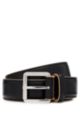 Italian-leather belt with contrast edges and stitching, Black