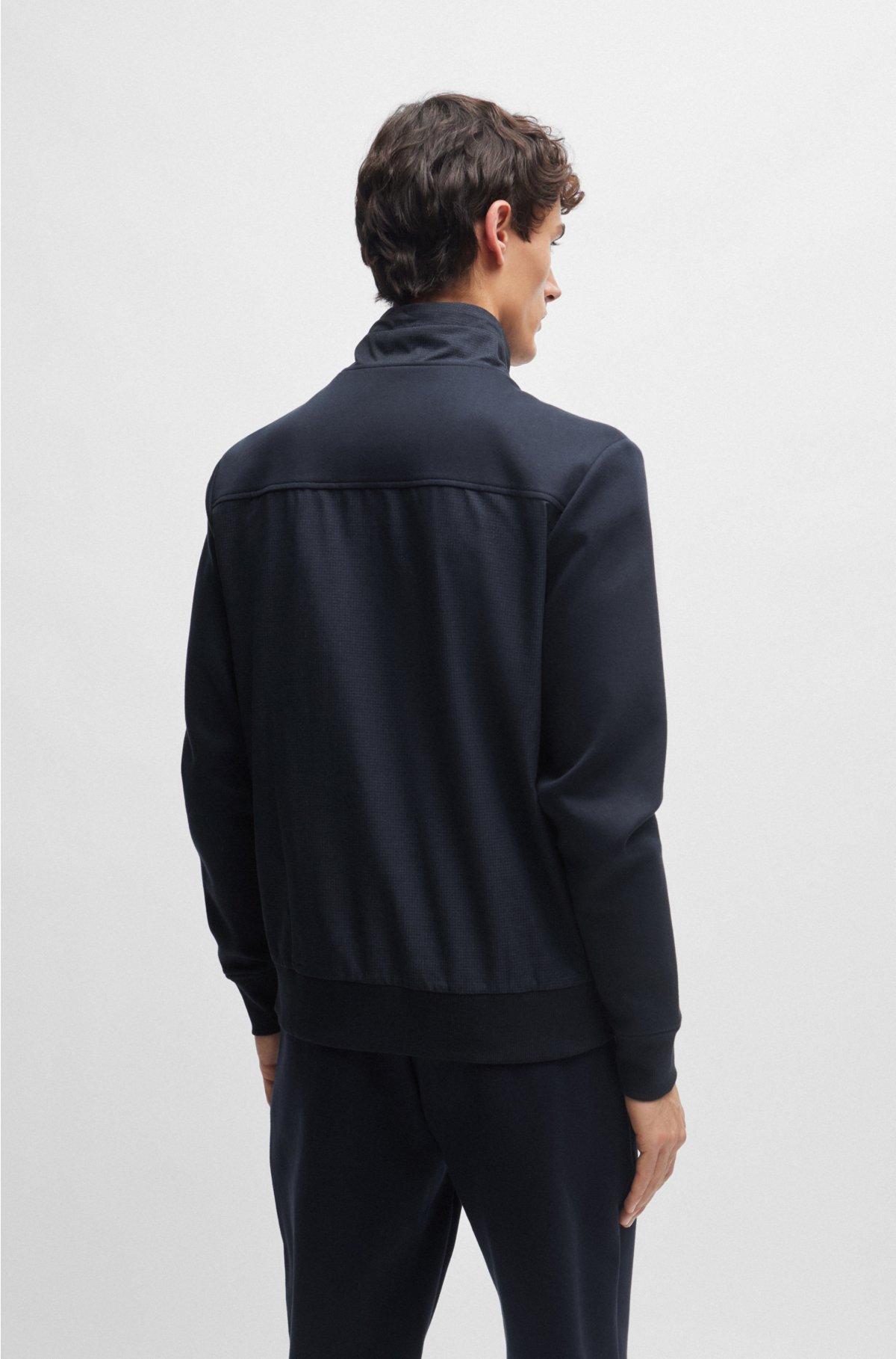 Packable zip-up sweatshirt with air-mesh panels, Dark Blue