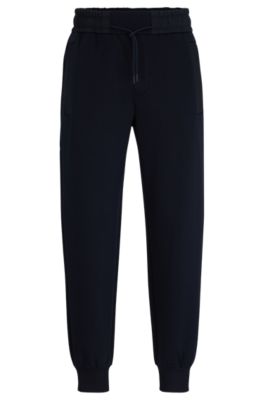 BOSS - Cotton-blend tracksuit bottoms with mesh trims